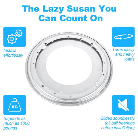6 Pack 12 Inch Heavy Duty Lazy Susan Turntable Bearings, 5/16 Thick Galvanized Steel Swivel Plates with Smooth 360 Rotation