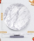 12 Inch Marble Lazy Susan Cake Turntable For Decorating And Display Natural White Marble With Gray Veining Top View