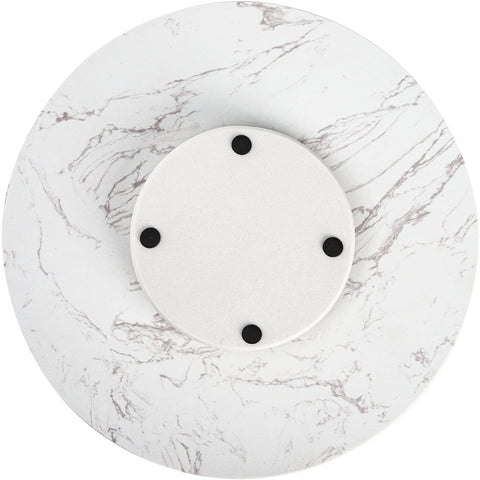 Marble lazy susan turntable designed as a cheese board and cake stand, 12 inch natural white marble rotating tray for serving and display top view.