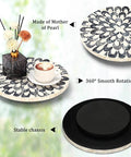 12 inch mother of pearl lazy susan turntable with floral pattern showcasing smooth rotation and stable chassis, ideal for kitchen use.