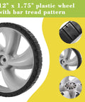 12 Inch Rear Wheel Replacement for Arnold 490-324-0002, 12x1.75 Inch Plastic Lawn Mower Wheels with Bar Tread design