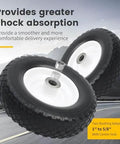12 Inch Flat Free Solid Polyurethane Tire and Wheel, Black All Purpose Replacement with 1 Inch Bore, 1 to 5/8 Inch Bushing Adapters