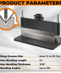 12 Inch Press Brake Attachment For 12 To 20 Ton Hydraulic Presses With Zero To Ninety Degree Adjustable Bend Features