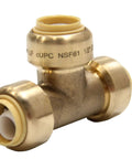 EFIELD 1/2 Inch Push Fit Fitting Tee for PEX Copper and CPVC Connectors, brass finish, tool-free pipe connection for potable water.