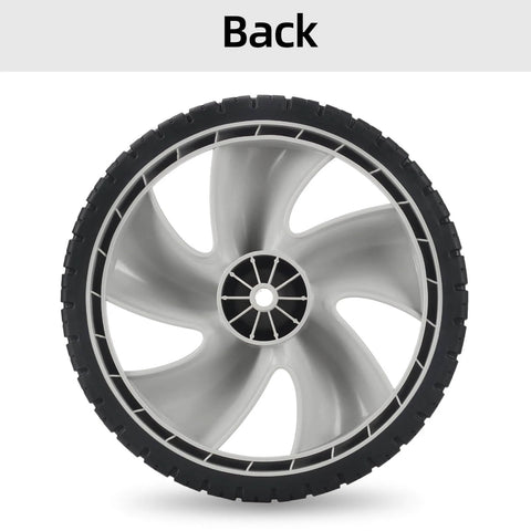 Back view of 12 Inch Rear Lawn Mower Wheels Replacement for Arnold 490-324-0002, 12x1.75 Plastic Wheels with 1/2 Inch Nylon Hub