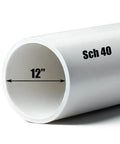 Close-up of 12 Inch Diameter Schedule 40 PVC Pipe Cut To Custom Length For Pressure Applications, UV and Corrosion Resistant