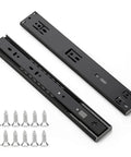 12 Inch Soft Close Drawer Slides 1 Pairs 2 Pack Black Full Extension Ball Bearing Drawer Glide Side Mount with screws