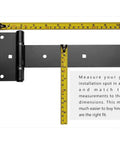 Beefy 12 Inch Heavy Duty T Strap Hinges Set Black Outdoor With 180 Degree Opening For Wooden Fence Shed Doors Barn Gates