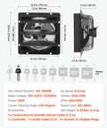 Front and side view of 12 Inch Wall Mounted Exhaust Fan With Variable Speed And Smart Temperature Humidity Controller 1500 CFM.