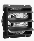 Side view of a 12 Inch Wall Mounted Exhaust Fan With Variable Speed And Smart Temperature Humidity Controller 1500 CFM With Automatic Shutter Beefy Airflow For Attics Sheds And Workshops