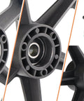 Close-up views of 12 Inch Wheelchair Wheels Replacement parts, including bearing and dust cover, for 12 1/2 x 2 1/4 rear wheel assembly.