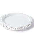 12 Inch White Beaded Lazy Susan Turntable for Tabletop and Countertop, Decorative Wooden Organizer Tray with Smooth Bearings