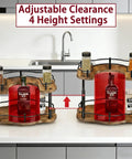 12 Inch Wood Lazy Susan Organizer for Cabinet With Double Layer Rotating Design and Plum Blossom Shape, adjustable shelves
