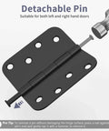 Image of 12 Pack 4 Inch Matte Black Exterior Door Hinges with Five Eighths Radius and Square Corners, removable pin shown with hammer.