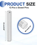 12 Pack 4 X 25 Mm 316 Stainless Steel Dowel Pins For Machine Building And Furniture Installation, size dimensions shown.