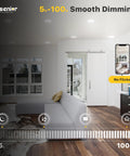 Living room with 12 Pack 6 Inch LED Recessed Ceiling Light Dimmable 2700K 5000K 5CCT 1200LM 12W 120V Canless Wafer Downlight installed