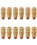 1/4 Inch Brass Male Industrial Coupler 12 Pack Air Hose Fittings NPT Quick Connector With Sealant, front view