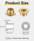 Diagram of 12 Pack Flange Sleeve Bearings 6mm Bore 8mm OD 6mm Length Sintered Bronze Self Lubricating Bushings with size measurements