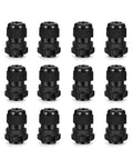 12 Pack 1/2 Inch NPT Cable Glands Waterproof Beefy Adjustable Strain Relief Connectors Nylon PA66 With Gaskets
