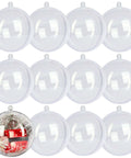 12 Pack Clear Plastic Fillable Ornament Ball 3.15''/80mm for Christmas,Holiday, Wedding,Party,Home Decor with decorative filling