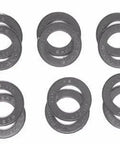 12-Pack Grey Rubber Seals for 608 Skate Bearings in a stack, showcasing six pairs for reliable performance.