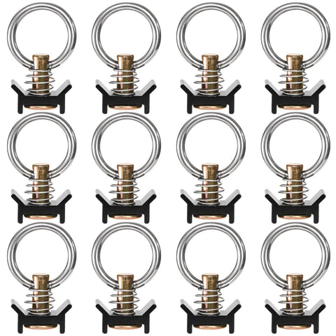 12 Pack L Track Stud Fittings For Cargo Tie Downs, Stainless Steel Round Ring O Ring, 360 Degree Rotation, Reusable Keeper Hardware