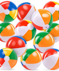 12-Pack 12“ Beach Balls - Bulk Classic Beachball Inflatable Swimming Pool Toys for Games Adults Kids Birthday Party Supplies Combo Set, Rainbow Color Blow Up Luau Decorations Favors Gifts (12").