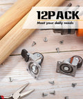 12 Pack 1 Inch Low Profile Soft Rubber Swivel Casters With 360 Degree Top Plate, Includes 50 Screws, Six With Brakes