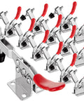 12 Pack 201B Toggle Clamps For Woodworking And Metalworking With Quick Release, Pro Grade 200 Lbs, red handle, rubber tip