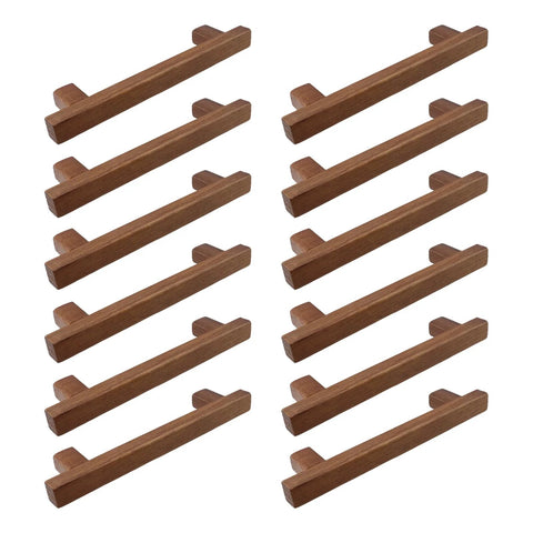 Walnut Wood Drawer Pulls 12 Pack 178mm Long Center To Center 128mm 5 Inch Wooden Handles For Dresser Drawers Cabinets Kitchen Wardrobe