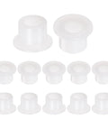 12 Pack Nylon Flanged Sleeve Bearings 6.1mm Bore By 9.9mm OD By 8.3mm Length White Self-Lubricating Bushings displayed in a row