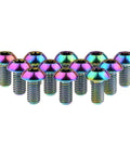 12 Pcs M5x10 Titanium Torx Bolts for Bicycle Disc Brake Rotors featuring colorful finish and T25 Torx head.