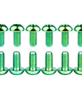 12 Pcs M5x10 Titanium Torx Bolts for Bicycle Disc Brake Rotors showing lightweight green finish and T25 head design.