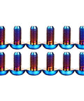 12 Pcs M5x10 Titanium Torx Bolts for Bicycle Disc Brake Rotors showing a burnt blue finish and T25 Torx head design.