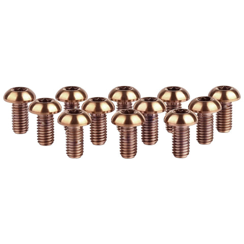 12 Pcs M5x10 Titanium Torx Bolts for Bicycle Disc Brake Rotors with T25 Torx Head in bronze finish.