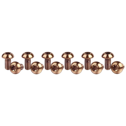 12 Pcs M5x10 Titanium Torx Bolts for Bicycle Disc Brake Rotors Made from Grade 5 6AL 4V Titanium Alloy Featuring T25 Torx Head in Bronze Finish