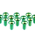 12 Pcs M5x10 Titanium Torx Bolts for Bicycle Disc Brake Rotors featuring T25 Torx Head in green finish.