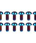 12 Pcs M5x10 Titanium Torx Bolts for Bicycle Disc Brake Rotors showing burnt blue finish and T25 Torx head design.