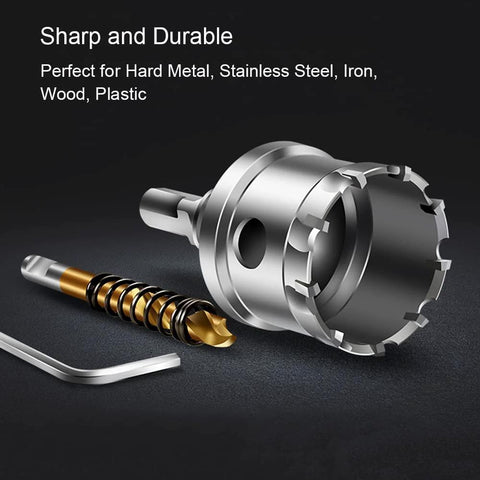12-Piece Tungsten Carbide Tipped Hole Saw Kit With Titanium Plated Pilot Drill Bit for Metal Stainless Steel Iron Wood