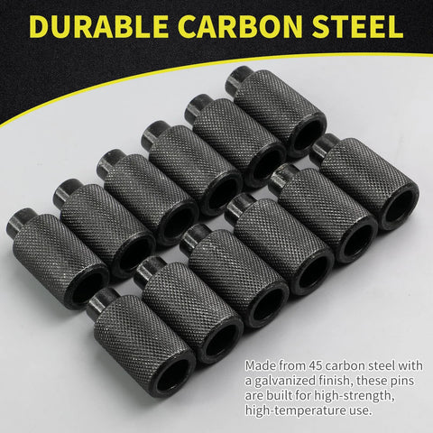 12 Piece Welding Table Fixture Pins Set For Five Eighth Inch Holes 2 Inch Length Durable Carbon Steel with Galvanized Finish