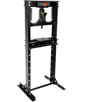 12 Ton Hydraulic Shop Press H Frame With Adjustable Floor Stand For Auto Shop Use Includes Stamping Plates To Bend Straighten Or Press Parts And Install Bearings And U Joints Heavy Duty Garage Tool For Fast Reliable Power