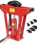 12 Ton Hydraulic Pipe Bender With Six Dies For Copper Steel And Iron Tubing Half Inch To Two Inch Adjustable 90 To 180 Degree Bends Ratcheting Manual Tube Bender with rods.