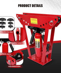 12 Ton Hydraulic Pipe Bender with 6 Dies for Copper Steel Iron Tubing, 1/2 to 2 Inch, Adjustable 90-180 Degree Bends, Red Design