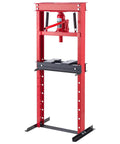 12 Ton Hydraulic Shop Press with Plate, Adjustable H-Frame Garage Floor Hydraulic Benchtop Press, red steel, side view