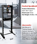 12 Ton Hydraulic Shop Press H Frame With Adjustable Floor Stand For Auto Shop Use Includes Stamping Plates With specifications shown.