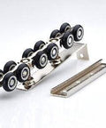 264lbs Load Capacity Sliding Door Hardware with Pair of 12 Wheel Rollers, showing heavy duty door pulley and track