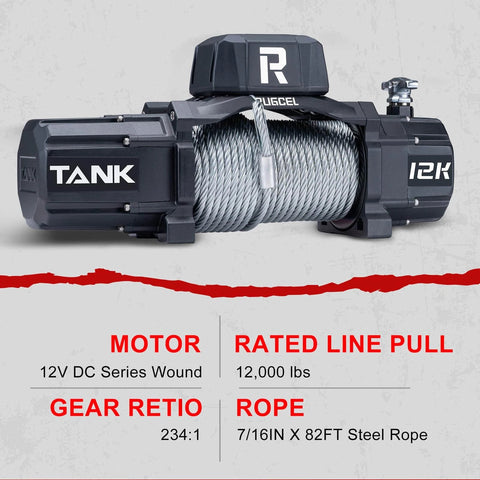 12000lb New Waterproof Electric Steel Rope Winch 12V with Hawse Fairlead, 2 in 1 Wireless Remote Control, Wired Control
