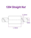 Technical diagram of Ball Screw nut 1PC 1204 Straight Nut 1605 No Flange Suit for Dia 12mm 16mm Ballscrew, shows dimensions.