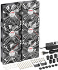 120mm computer fan with AC plug and dual ball bearings variable speed controller, 6-pack, ideal for server racks and cabinets.