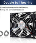 Close-up of Three 120mm Dual Ball Bearing Computer Fans with AC Plug DC 12V high airflow focus, showing durable double ball bearing design.